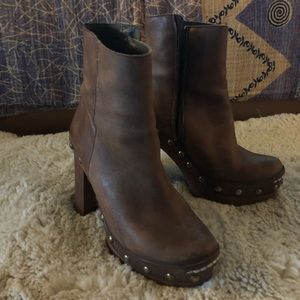 Free People made in Spain leather platform booties